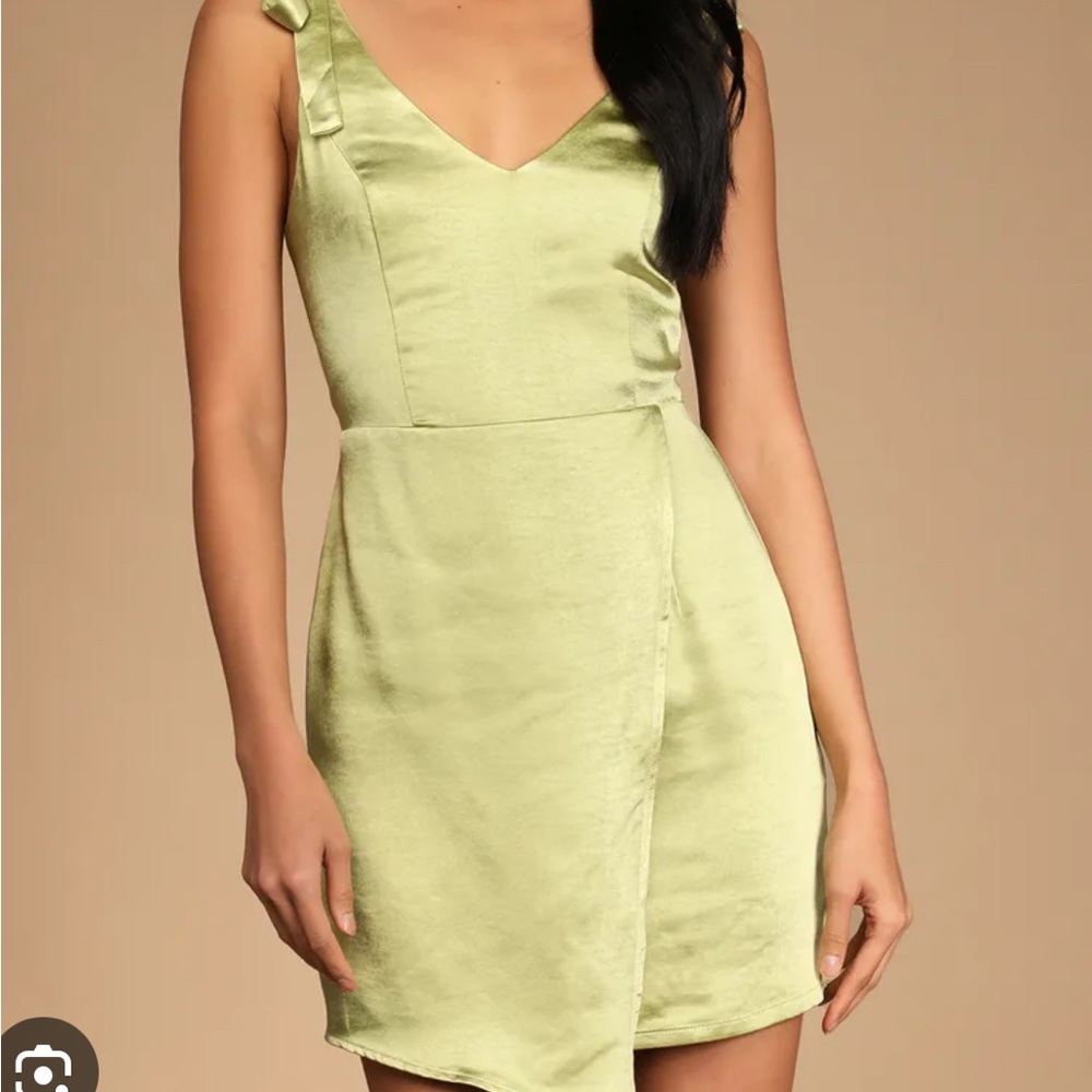 Lulu's Green Wrap Mini Dress